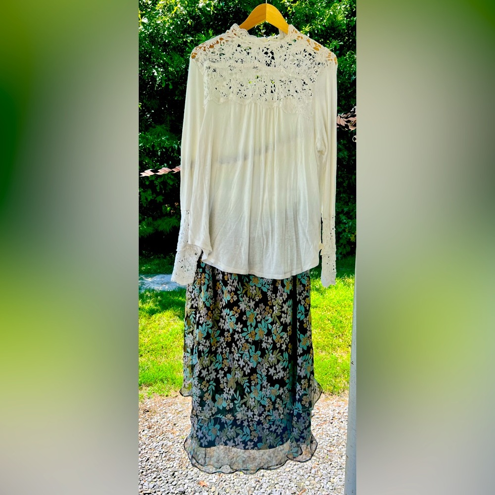 Whimsical Business Casual Outfit: Skirt and Blouse